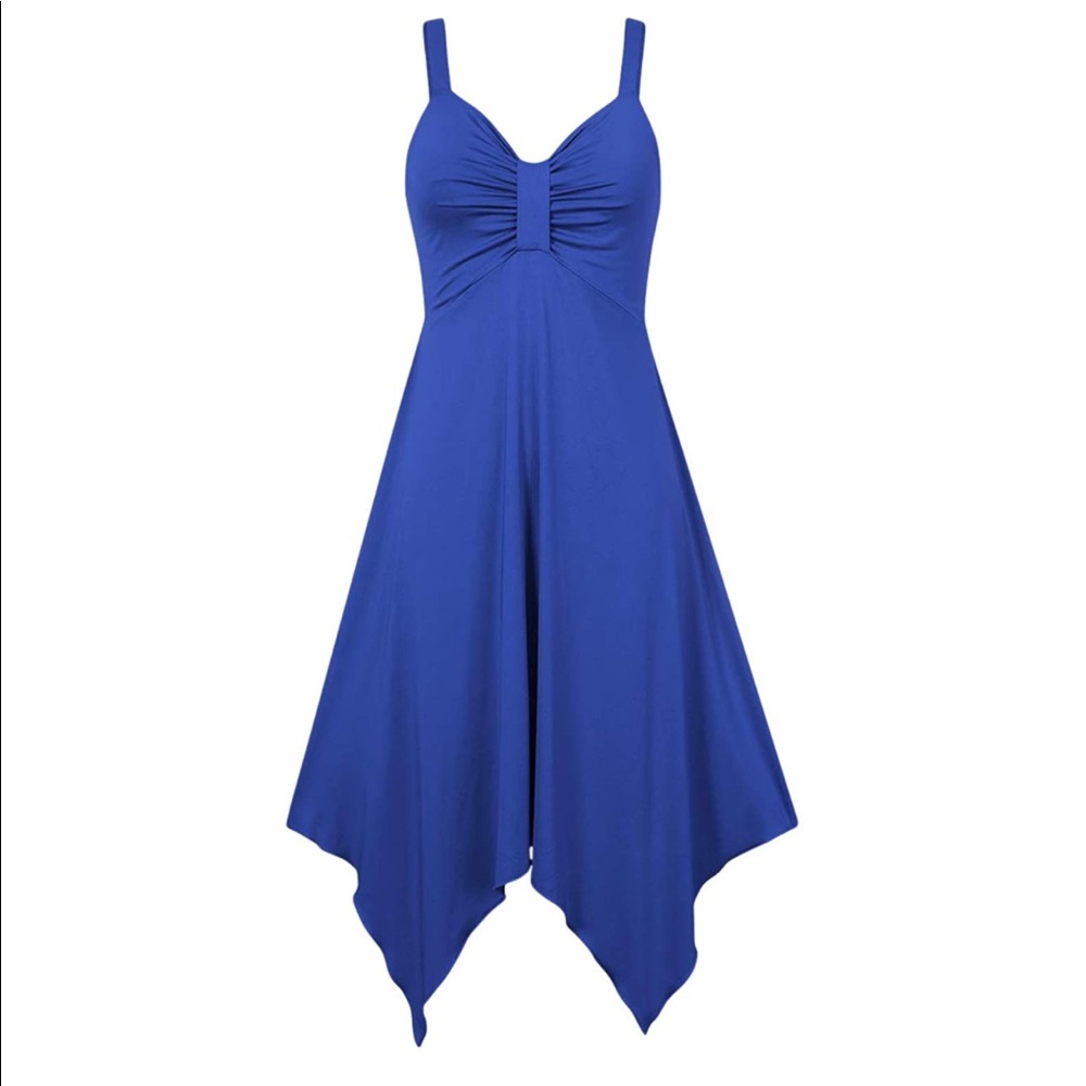 NEW Leadingstar: Casual Handkerchief Dress - Blue